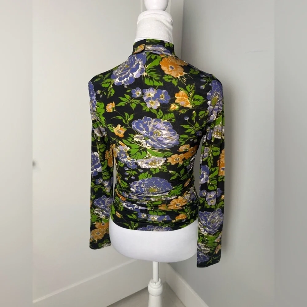 Farm Rio Capri Floral Print Turtleneck Top/ Size XS/S - Picture 8 of 13